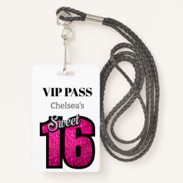 Custom Elegant Verjaardag Wit Zoet 16 VIP Badge