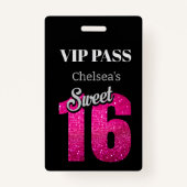 Custom Elegant Verjaardag Zwart Lief 16 VIP Badge (Voorkant)