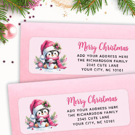Custom Elegant Vrolijk Kerstfeest Schattige Pinguï Etiket