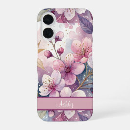 Custom Elegant Watercolor Cherry Blossom Sakura iPhone 16 Hoesje