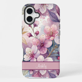 Custom Elegant Watercolor Cherry Blossom Sakura iPhone 16 Plus Hoesje