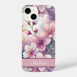 Custom Elegant Watercolor Cherry Blossom Sakura iPhone 14 Hoesje