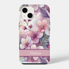Custom Elegant Watercolor Cherry Blossom Sakura iPhone 14 Hoesje