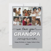 Custom Elegant We houden van je GRANDPA Fotocollag Feestdagenkaart (Voorkant)