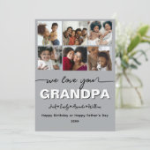 Custom Elegant We houden van je GRANDPA Fotocollag Feestdagenkaart (Staand voorkant)