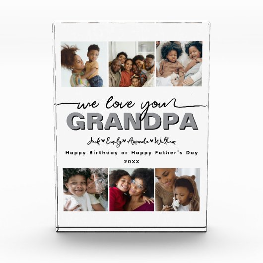 Custom Elegant We houden van je GRANDPA Fotocollag Fotoblokken (Voorkant)