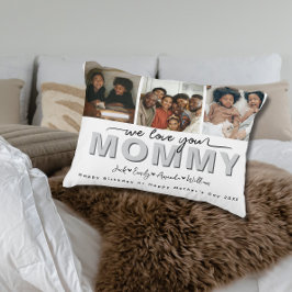 Custom Elegant We houden van je Mama Fotocollage Accent Kussen