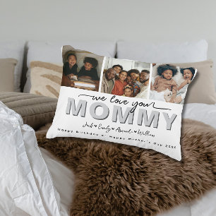 Custom Elegant We houden van je Mama Fotocollage Accent Kussen