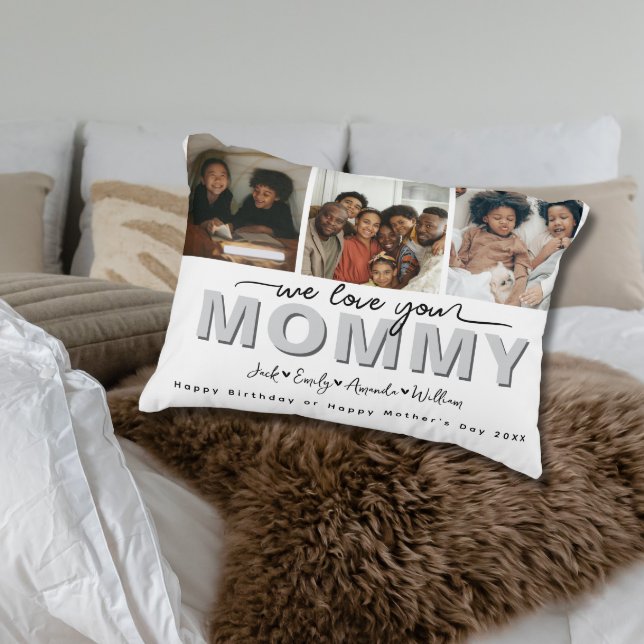 Custom Elegant We houden van je Mama Fotocollage Accent Kussen (Creator heeft geüpload)