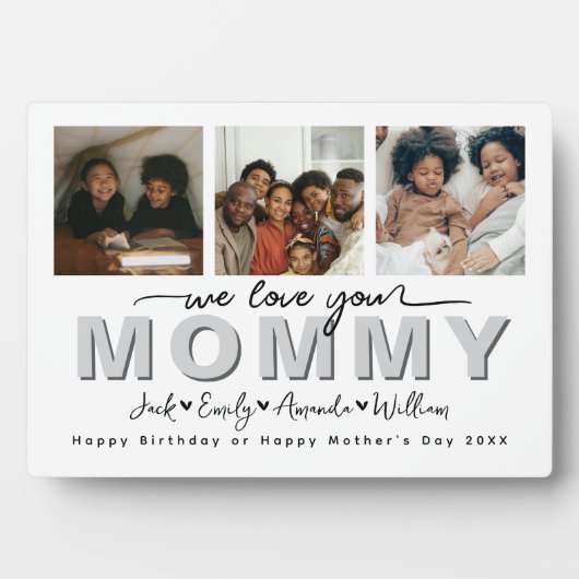 Custom Elegant We houden van je Mama Fotocollage Fotoplaat (voorkant)