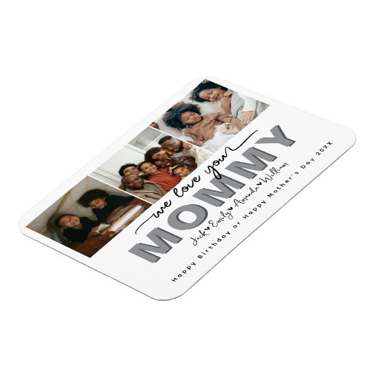 Custom Elegant We houden van je Mama Fotocollage Magneet (Linkerzijde)