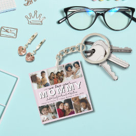 Custom Elegant We houden van je Mama Fotocollage Sleutelhanger