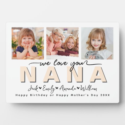 Custom Elegant We houden van je Nana Fotocollage Fotoplaat (voorkant)