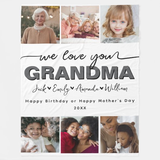 Custom Elegant We houden van je oma Fotocollage Fleece Deken (Voorkant)