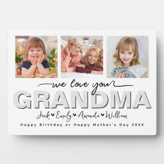 Custom Elegant We houden van je Oma Fotocollage Fotoplaat (voorkant)