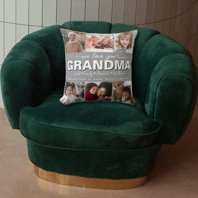 Custom Elegant We houden van je oma Fotocollage Kussen (Creator heeft geüpload)