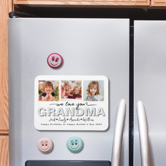 Custom Elegant We houden van je Oma Fotocollage Magneet