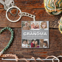 Custom Elegant We houden van je oma Fotocollage Sleutelhanger
