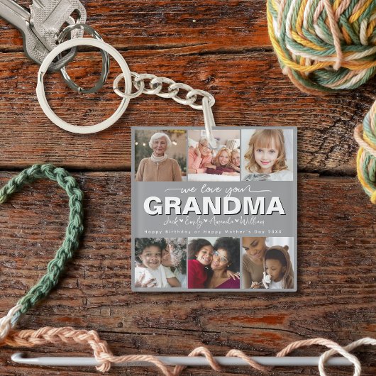 Custom Elegant We houden van je oma Fotocollage Sleutelhanger