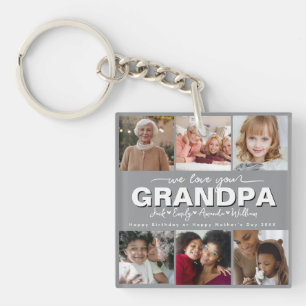 Custom Elegant We houden van je opa Fotocollage Sleutelhanger