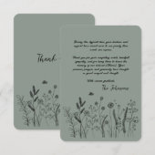Custom Elegant Wildflower Funeral Thank You Card Bedankkaart (Voorkant / Achterkant)