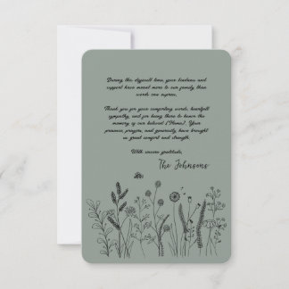 Custom Elegant Wildflower Funeral Thank You Card Bedankkaart