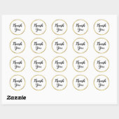Custom Elegant Wit en Faux Gold Dank u Ronde Sticker (Vel)