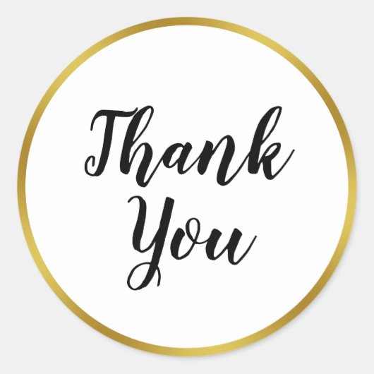 Custom Elegant Wit en Faux Gold Dank u Ronde Sticker (Voorkant)
