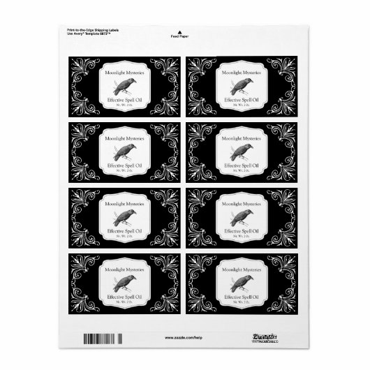 Custom Elegant Zwart Bloeiende Dropper Flessenlabe Etiket (Full Sheet)