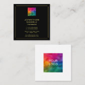 Custom Elegant Zwart en Goud Sjabloon Modern Vierkante Visitekaartje (Voorkant / Achterkant)