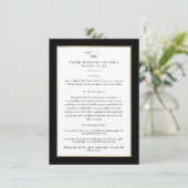 Custom Elegant Zwart en Goud Wedding Details Informatiekaartje (Staand voorkant)