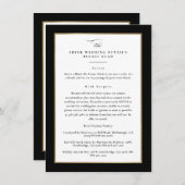 Custom Elegant Zwart en Goud Wedding Details Informatiekaartje (Voorkant / Achterkant)