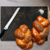 Custom Elegant Zwart Goud Marmer Shabbat Challah Snijplank