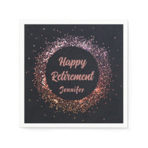 Custom Elegant Zwart Roos Goud Happy Retirement