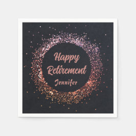 Custom Elegant Zwart Roos Goud Happy Retirement Servet