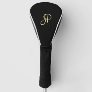 Custom Elegant Zwart Sjabloon Goud Monogram Golfheadcover