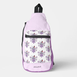 Custom elegante bloemen paarse violet grijs rood sling bag
