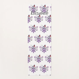 Custom elegante bloemen paarse violet grijs rood yogamat