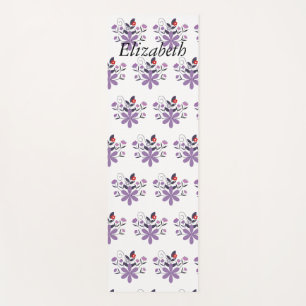Custom elegante bloemen paarse violet grijs rood yogamat