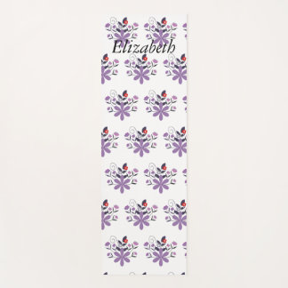 Custom elegante bloemen paarse violet grijs rood yogamat