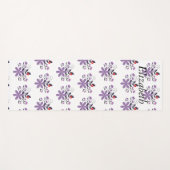 Custom elegante bloemen paarse violet grijs rood yogamat (Voorkant (horizontaal))