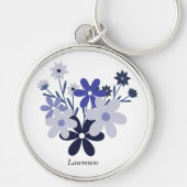 Custom elegante bloemenblauw paarse violet sleutelhanger (Voorkant)