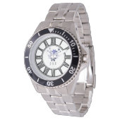 Custom elegante bloemenblauw violet paarse horloge (Gekanteld)