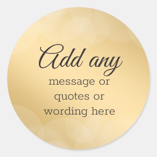 CUSTOM Elegante Goud met Bokeh Ronde Sticker (Voorkant)