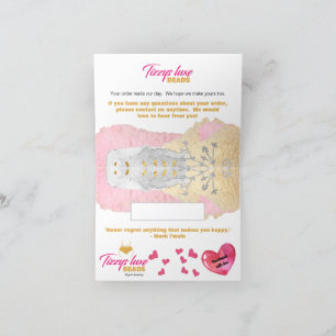 CUSTOM Elegante Handgemaakte Kralen Sieraden Dank  Bedankkaart