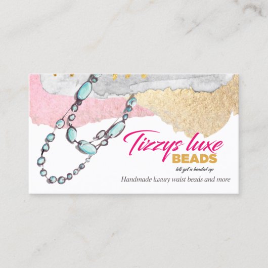 CUSTOM Elegante Handgemaakte Kralen Sieraden V2 R1 Visitekaartje (Voorkant)