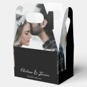 Custom Elegante kalligrafie foto bruiloft zwart Bedankdoosjes (Geopend)