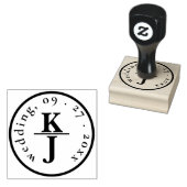 CUSTOM | ELEGANTE RONDE GRENS MONOGRAM BRUILOFT RUBBERSTEMPEL (Gestempeld)
