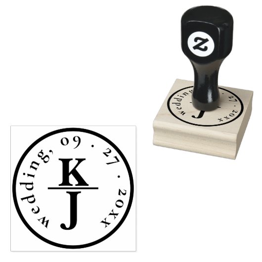 CUSTOM | ELEGANTE RONDE GRENS MONOGRAM BRUILOFT RUBBERSTEMPEL (Gestempeld)