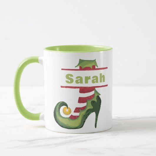 Custom Elf Schoen Hoge Heel Kerstmis Mok (Links)